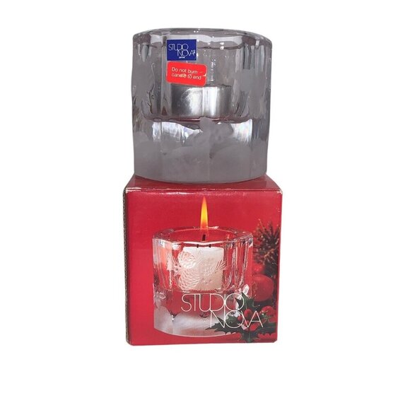 Studio Nova Glass Candle Holder 3"x2.5" Votive “Joyous Season”  WY276 Open‎ Box - Picture 1 of 4